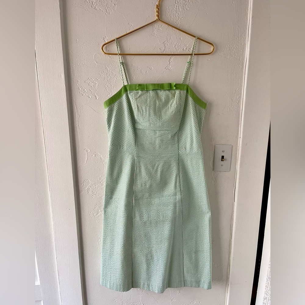 Vintage Isaac Mizrahi Light Green Seersucker Midi Dress